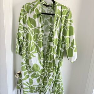 Cynthia Steffe Lime and White Patterned sexy midi dress fits large
